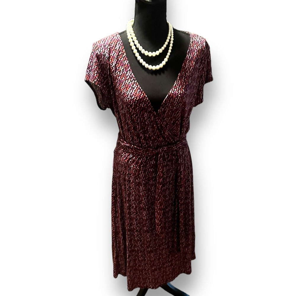 New York and Company Multi Colored Surplice Dress